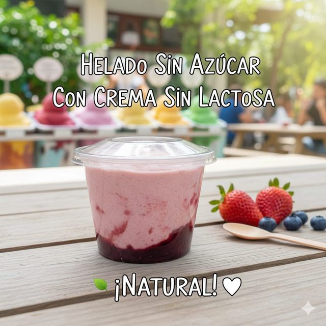 Helado sin azúcar con crema sin lactosa